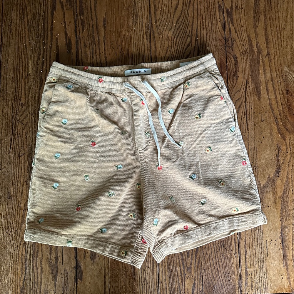 PacSun Tan Embroidered Men's Shorts